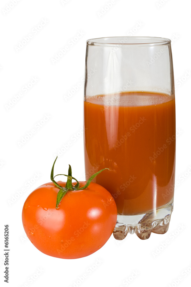 tomato and glass of tomato juice isolated on white tomato and glass of tomato juice isolated on white