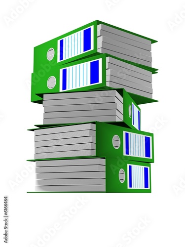 Row of green folders with d...