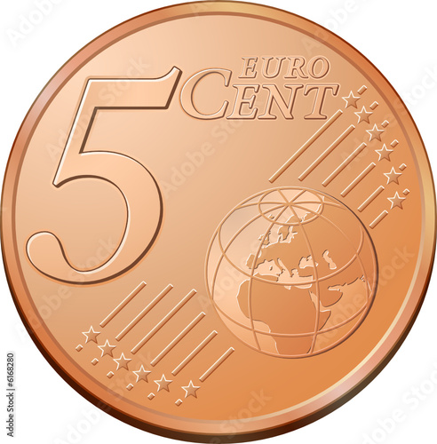 Obraz na płótnie Pièce de 5 cents d'euro w salonie