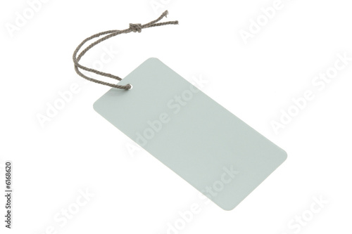 Blank light blue tag isolated on white