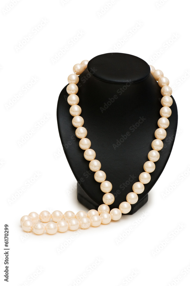 Pearl necklace isolated on the white background Pearl necklace isolated on the white background