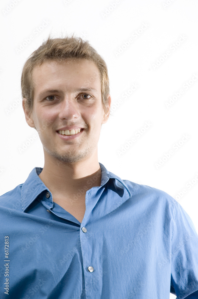 Portrait of young happy caucasian man isolated over white Portrait of young happy caucasian man isolated over white