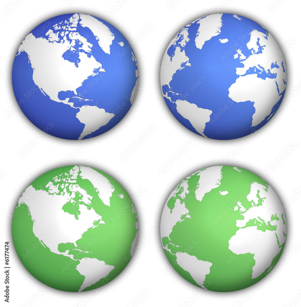 two different views of globe in two color variants