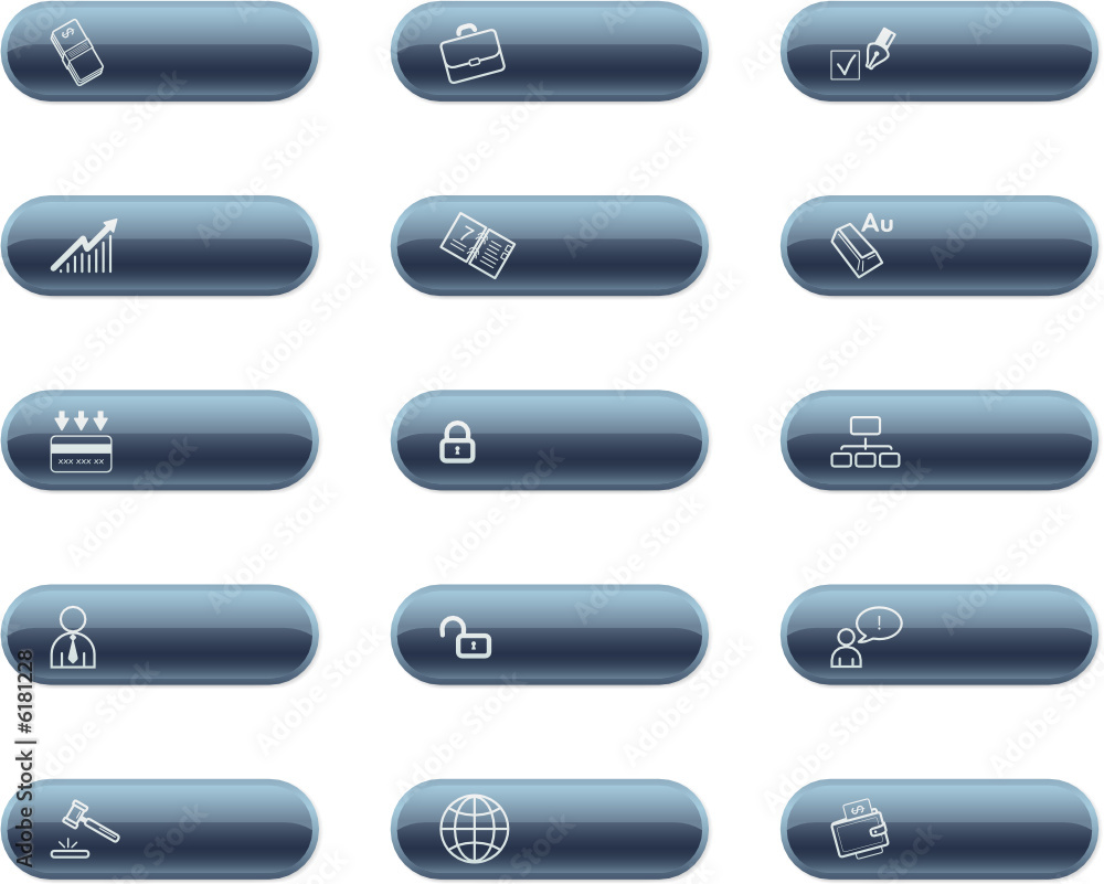 mineral buttons with business icons mineral buttons with business icons