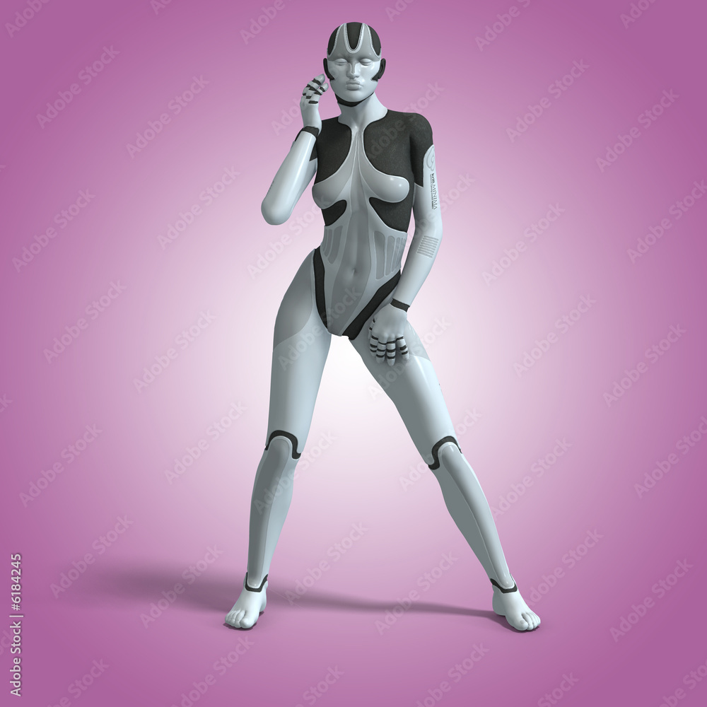 Sexy female android or robot.With Clipping Path
