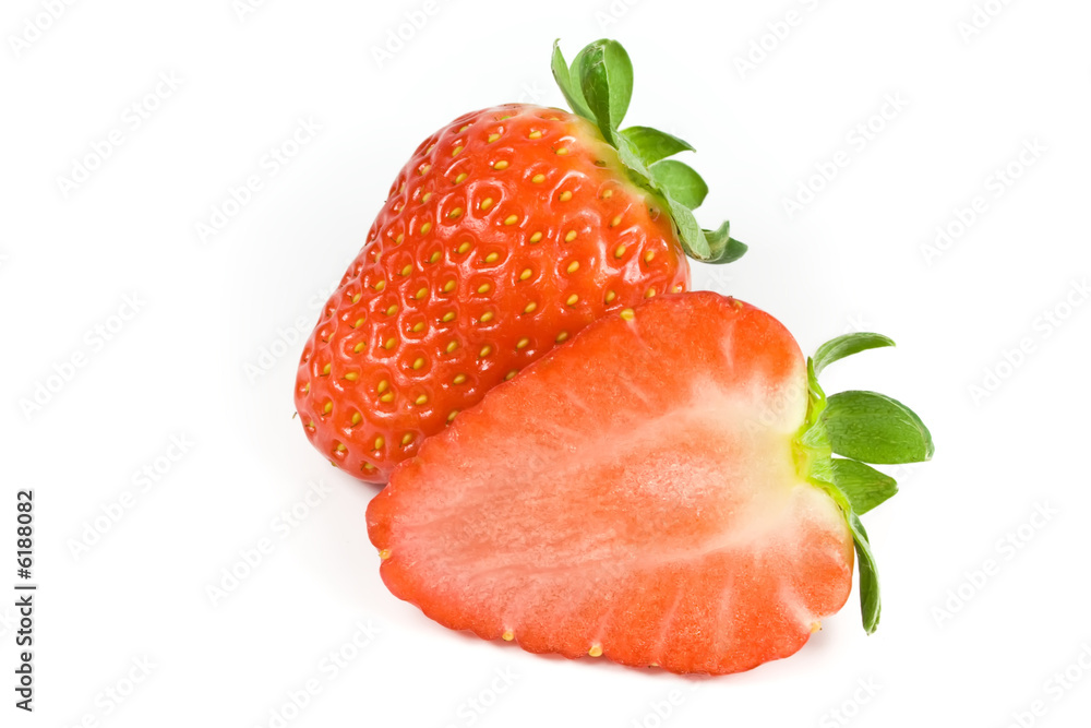 Strawberries closeup isolated on white Strawberries closeup isolated on white