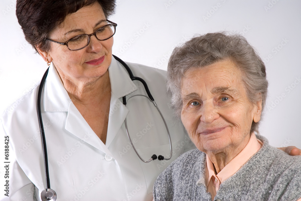 Health care worker and elderly woman needs help Health care worker and elderly woman needs help