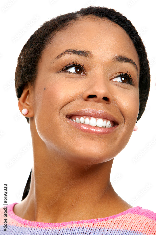 Fototapeta premium Beautiful young woman. Isolated over white background.