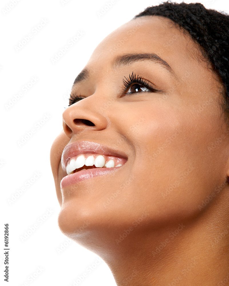 Naklejka premium Beautiful young woman. Isolated over white background.