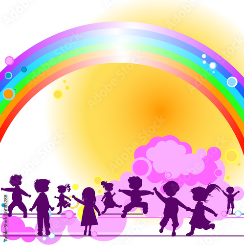 silhouettes of kids playing...