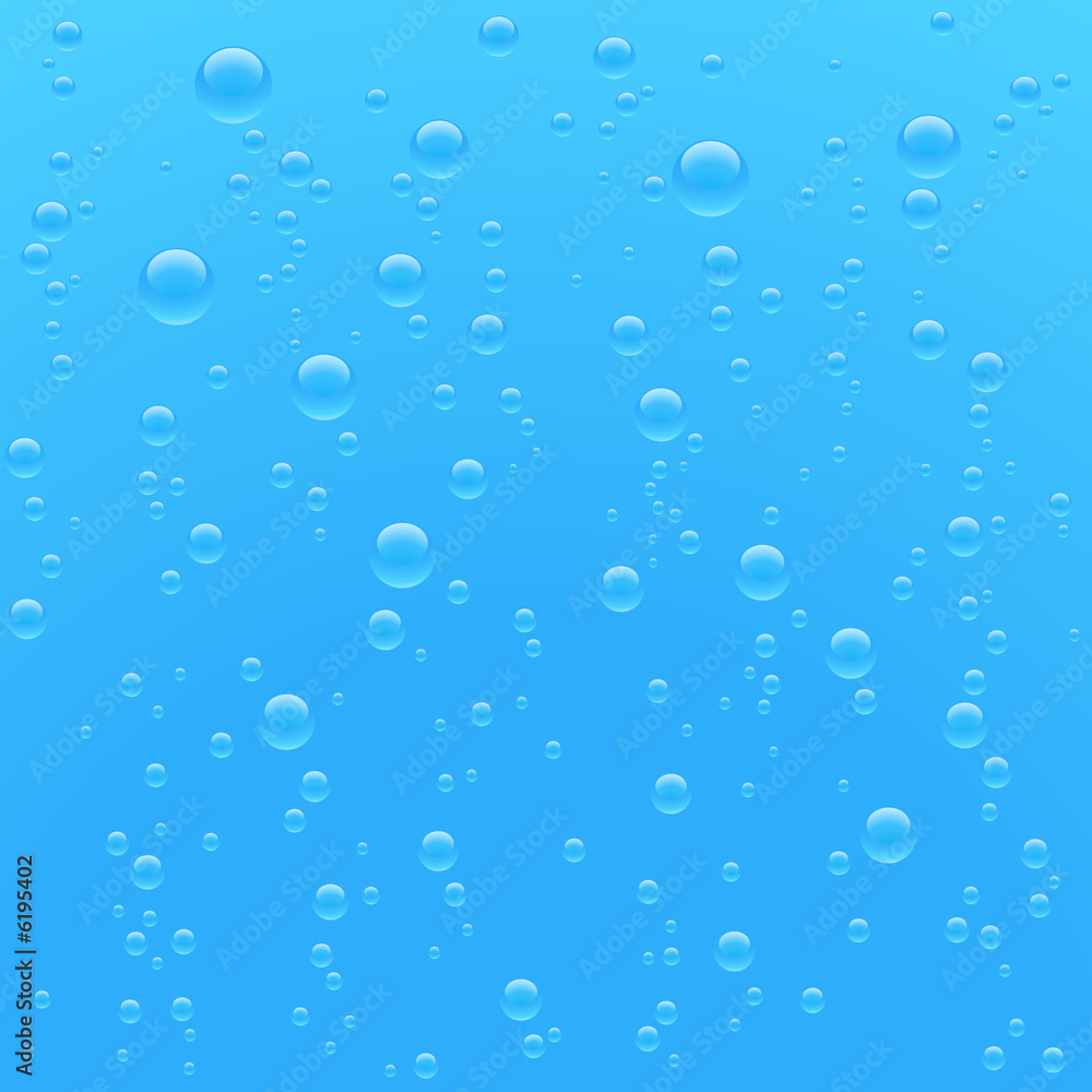 air bubbles floating in blue clear water