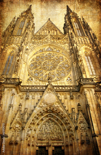St.Vitus church in Prague - toned picture in retro style