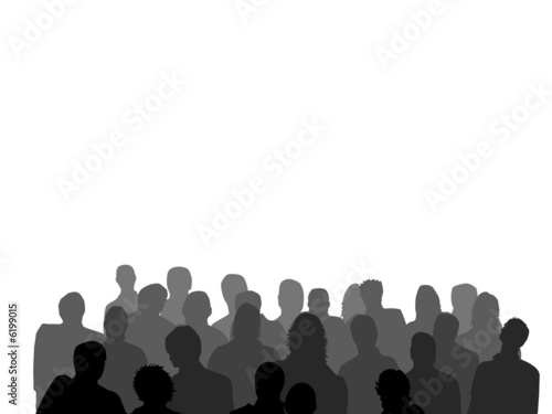 Crowd Silhouette Grey Scale on White