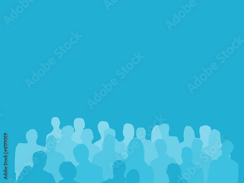 Crowd Silhouette Blue + Blue Background