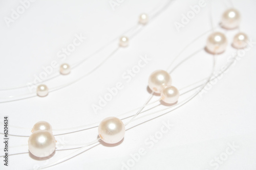 pearl necklace on white isolated background
