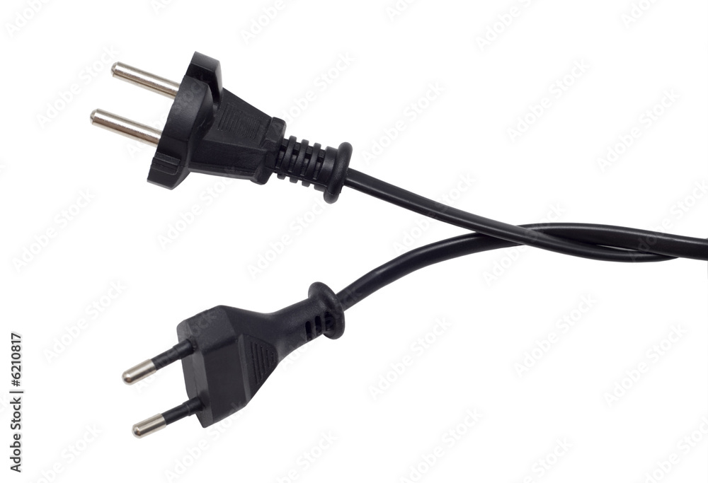 two electrical plugs isolated over white background