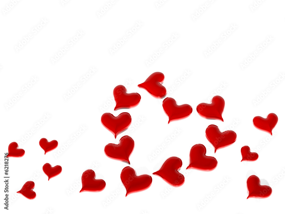 Illuminated Glossy Valentines Hearts Card on white