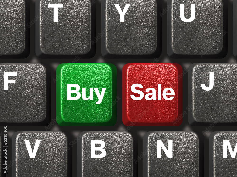 Computer keyboard with two business keys, e-commerce concept Computer keyboard with two business keys, e-commerce concept