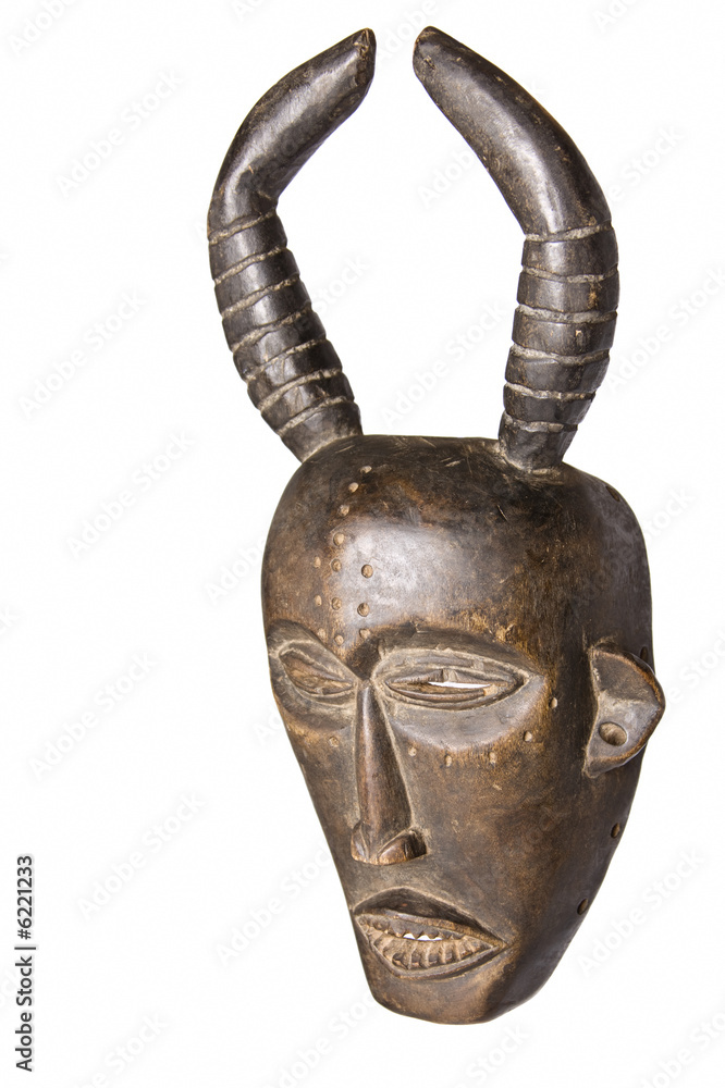 Collection of vintage African masks different styles Stock Photo