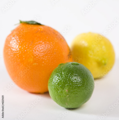 lime, orange and lemon