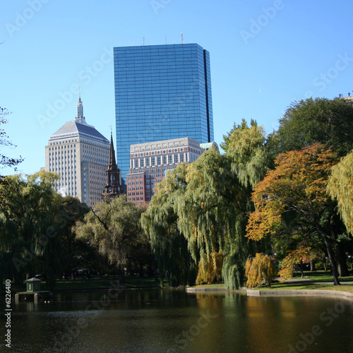 John Hancock tower from Boston Public Gardens