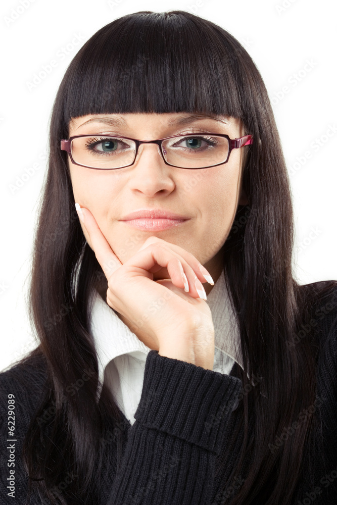 Portrait of young confident woman over white Portrait of young confident woman over white