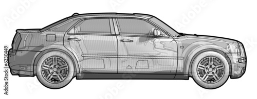 Tableau sur toile Side view illustration of a Chrysler 300.