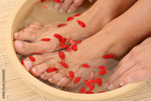 relaxing bath with flower petals - beauty treatment
