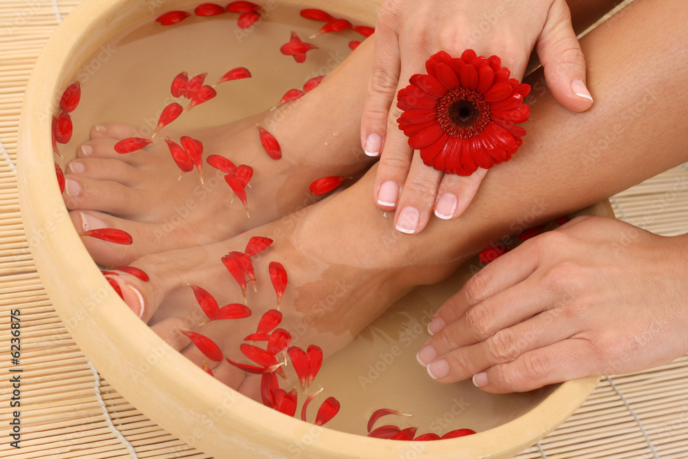 relaxing bath with flower petals - beauty treatment relaxing bath with flower petals - beauty treatment