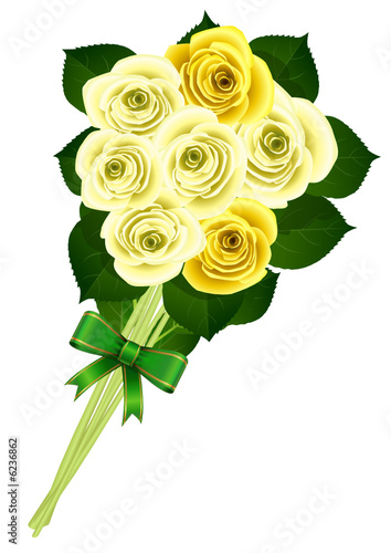 Bouquet de roses blanche et jaune