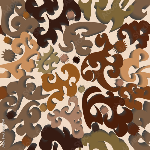 Seamless brown 3d ornament pattern