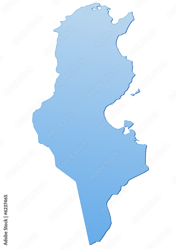 Carte de la Tunisie bleu
