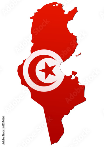Carte de la Tunisie (Drapeau)