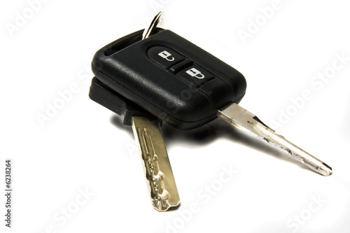 Sheaf of car keys isolated on the white background