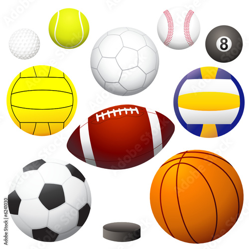 Sports Balls collection - Soccer, Basketball, tennis, baseball, golf ball VECTOR illustration