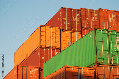 Containers in various colors in the port of Antwerp