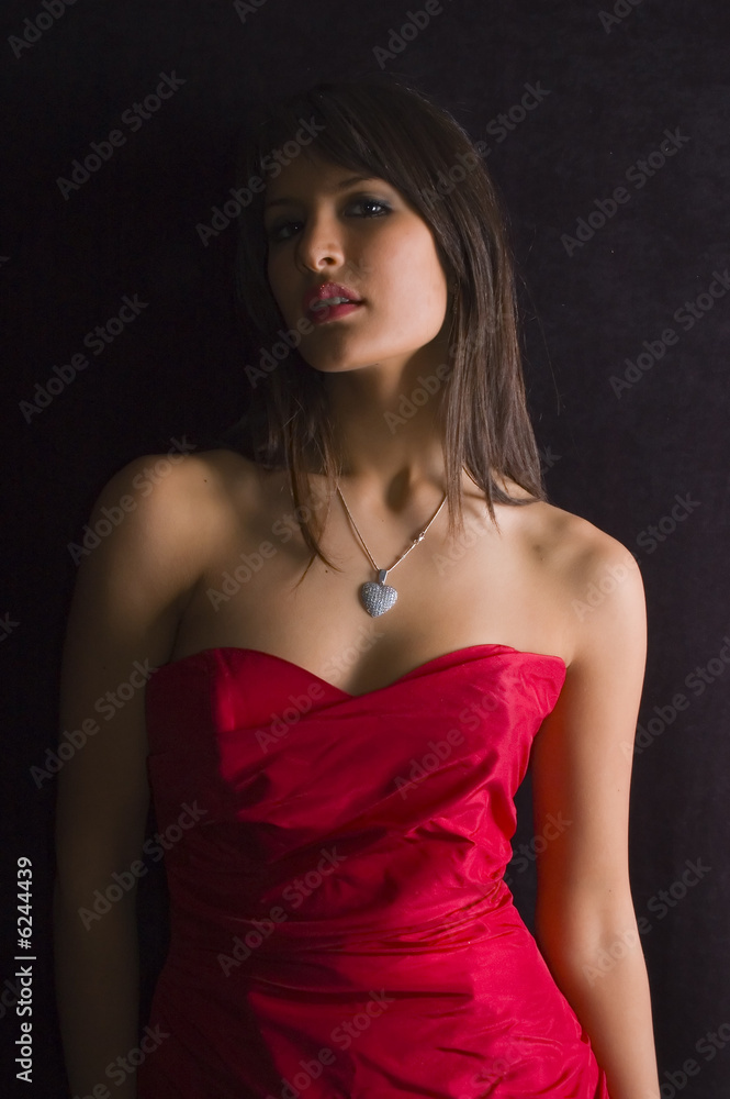 Fototapeta premium Brunette in red