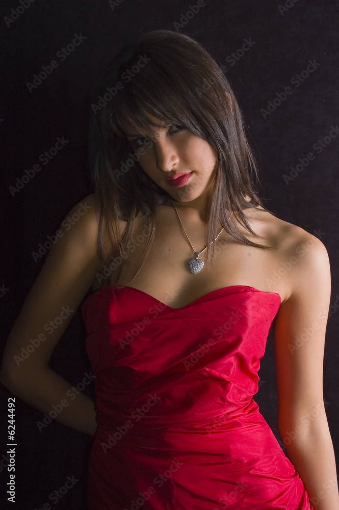 Fototapeta premium Brunette in red
