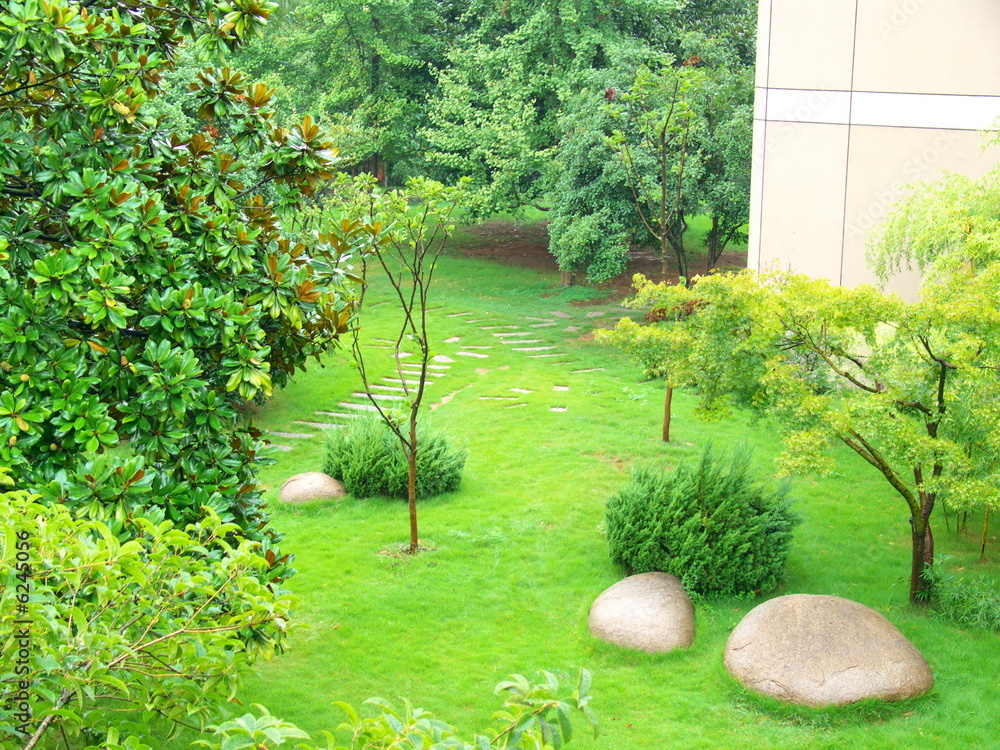 Obraz premium Jardin chinois avec rochers blancs