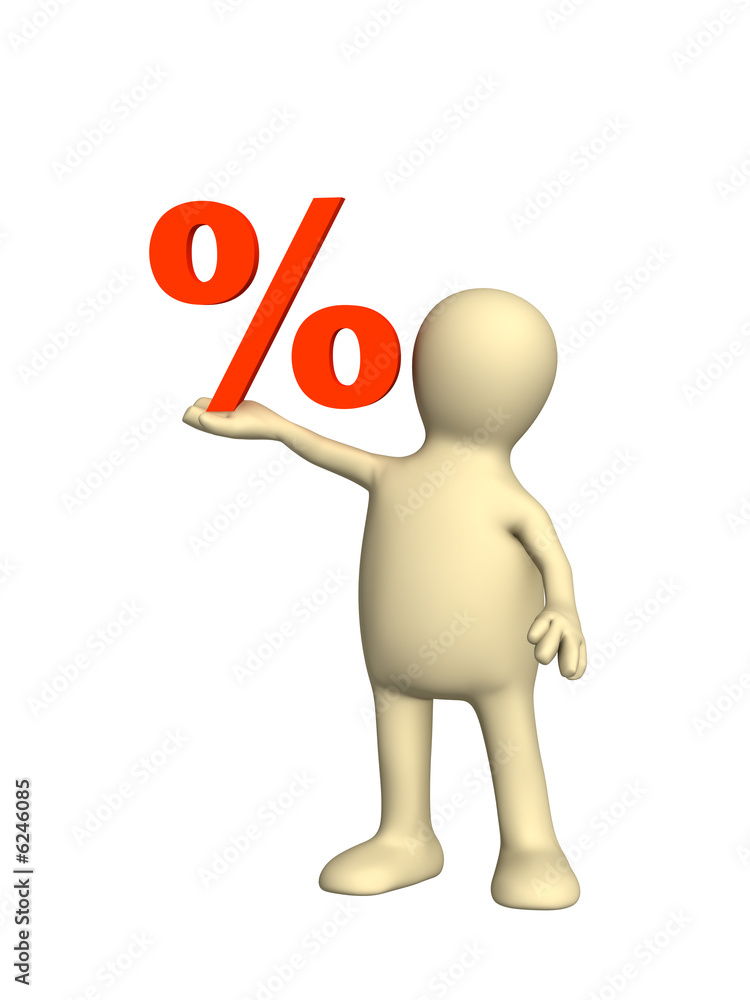 3d person - puppet a symbol ! holding in a hand 3d person - puppet a symbol ! holding in a hand