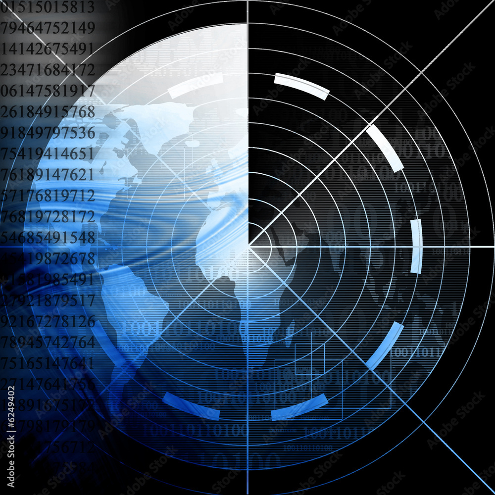 radar screen with world map