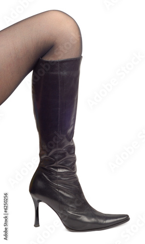 Woman leg in stocking isolated over white background