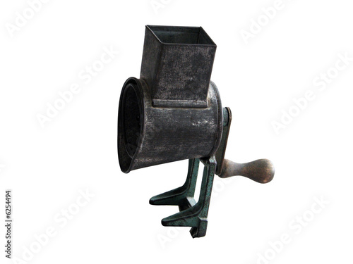Antique vintage cheese grader on white background