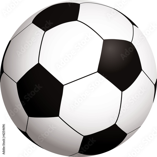 Illustration of a black and white football with shadow