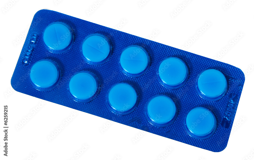 Close up of pills in blue packet Close up of pills in blue packet