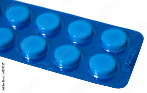 Close up of pills in blue packet