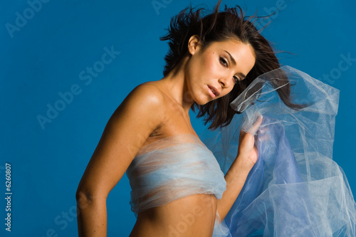 Beautiful woman wrapped in silk