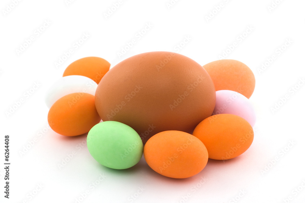 Egg with colored Easter eggs Egg with colored Easter eggs