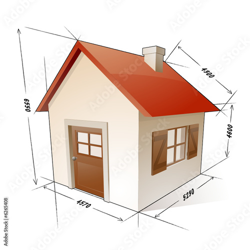 Icone de maison avec mesures