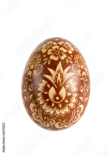 Hand painted easter egg on white background